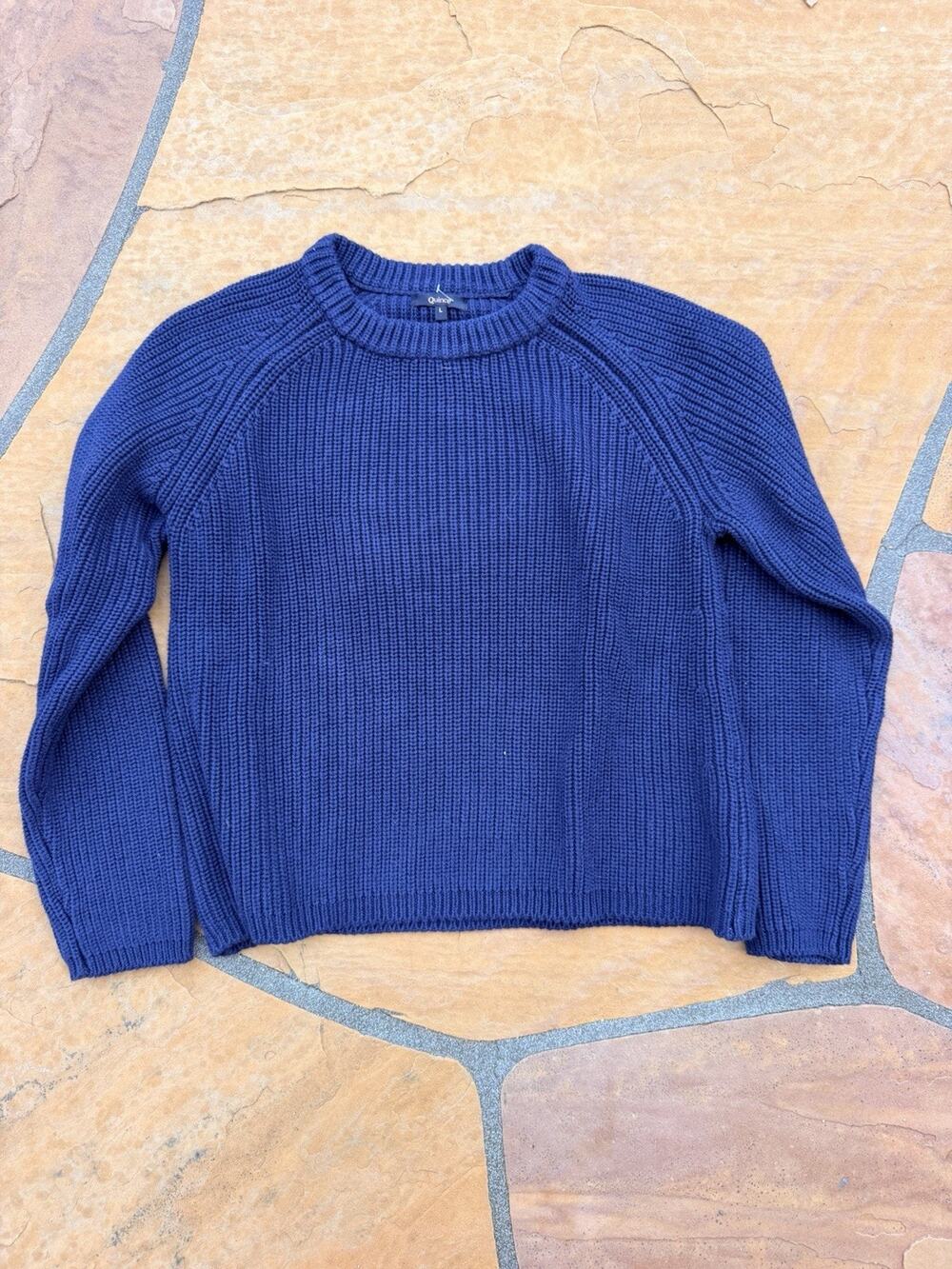 Quince Fishermans Knit Navy Sweater -- Great Fall Addition L